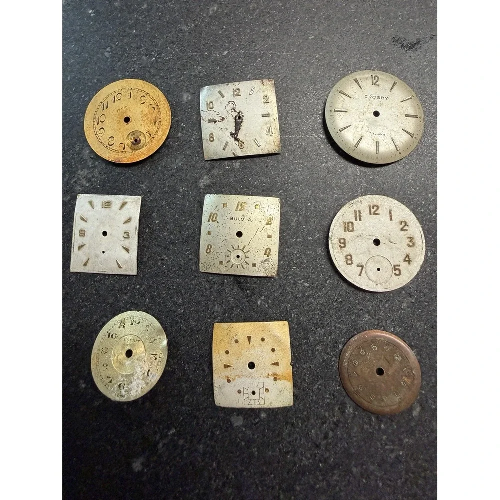 Vtg Watch Dial Lot 72 Pieces Elgin Bulova Longines Gruen Timex Parts Repair Art